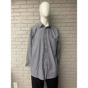 Stafford Easy Care Striped Button Down Long Sleeve Shirt Size 17 (32-33)
